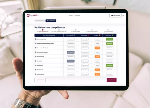 logiciel myskilliz évaluation tablette